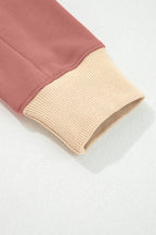 Rose Pink Contrast Star Patchwork Exposed Seam Uneven Hem Drop Shoulder Sweatshirt