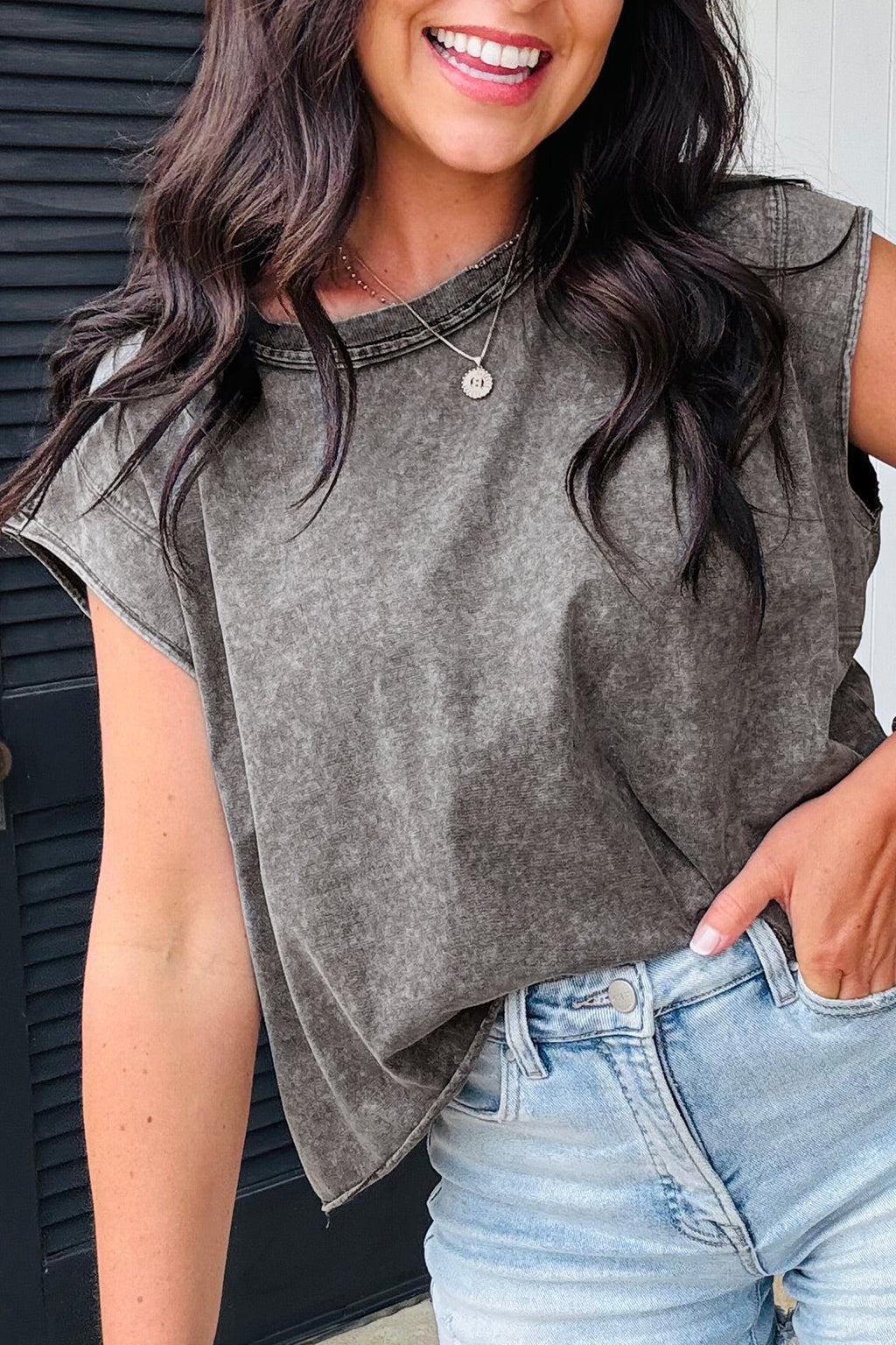 Mineral Wash Boxy Fit Cotton Tank Top