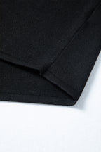 Black Asymmetric Neck Batwing Sleeve Shift Mini Sweater Dress