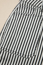Black Stripe Patch Pocket High Waist Shift Denim Jeans