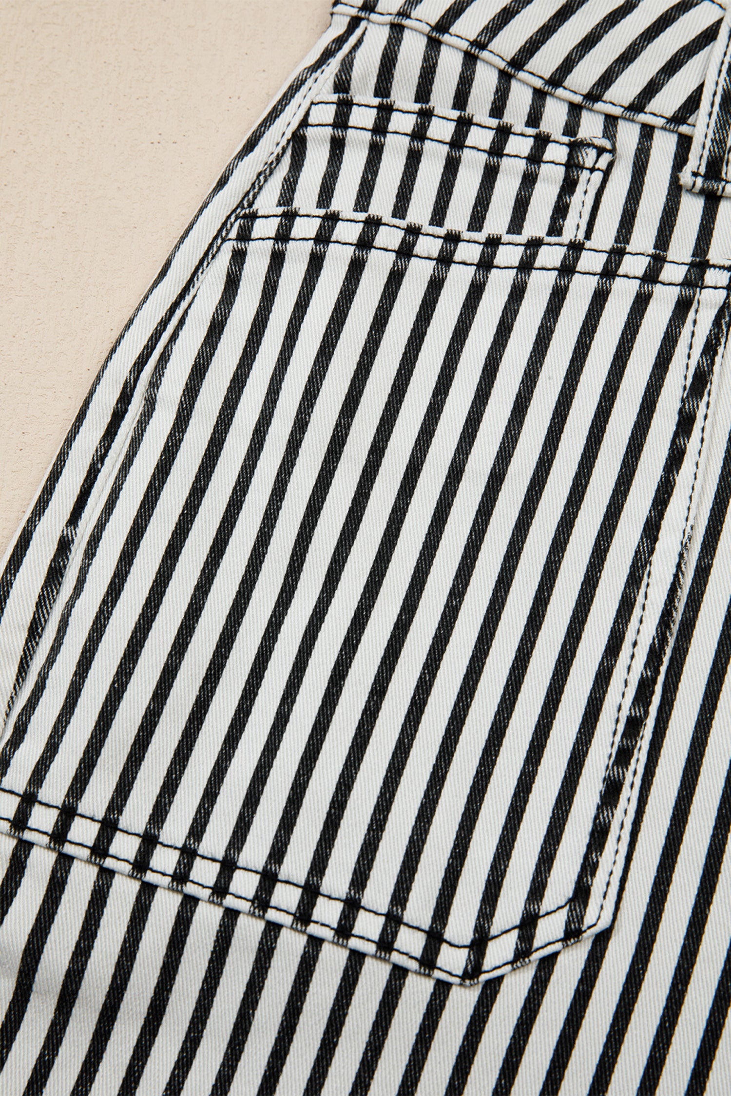 Black Stripe Patch Pocket High Waist Shift Denim Jeans