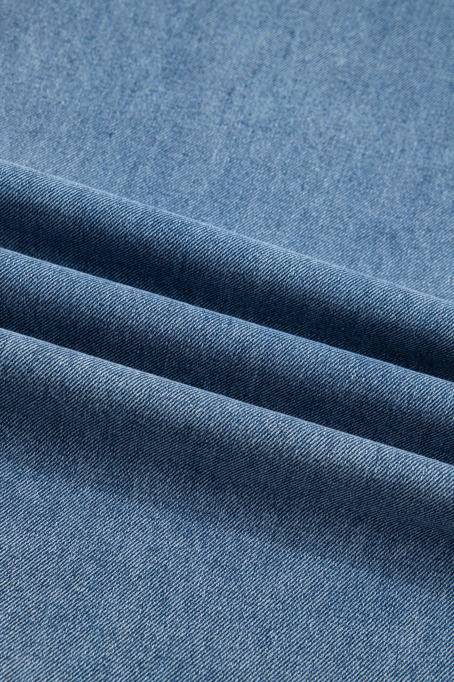 Dusk Blue Pleated Wide Leg Retro Pocketed Denim Jumpsuit