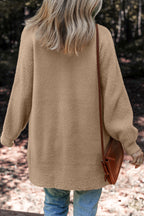 White Fuzzy Buttoned Front Midi Solid Cardigan