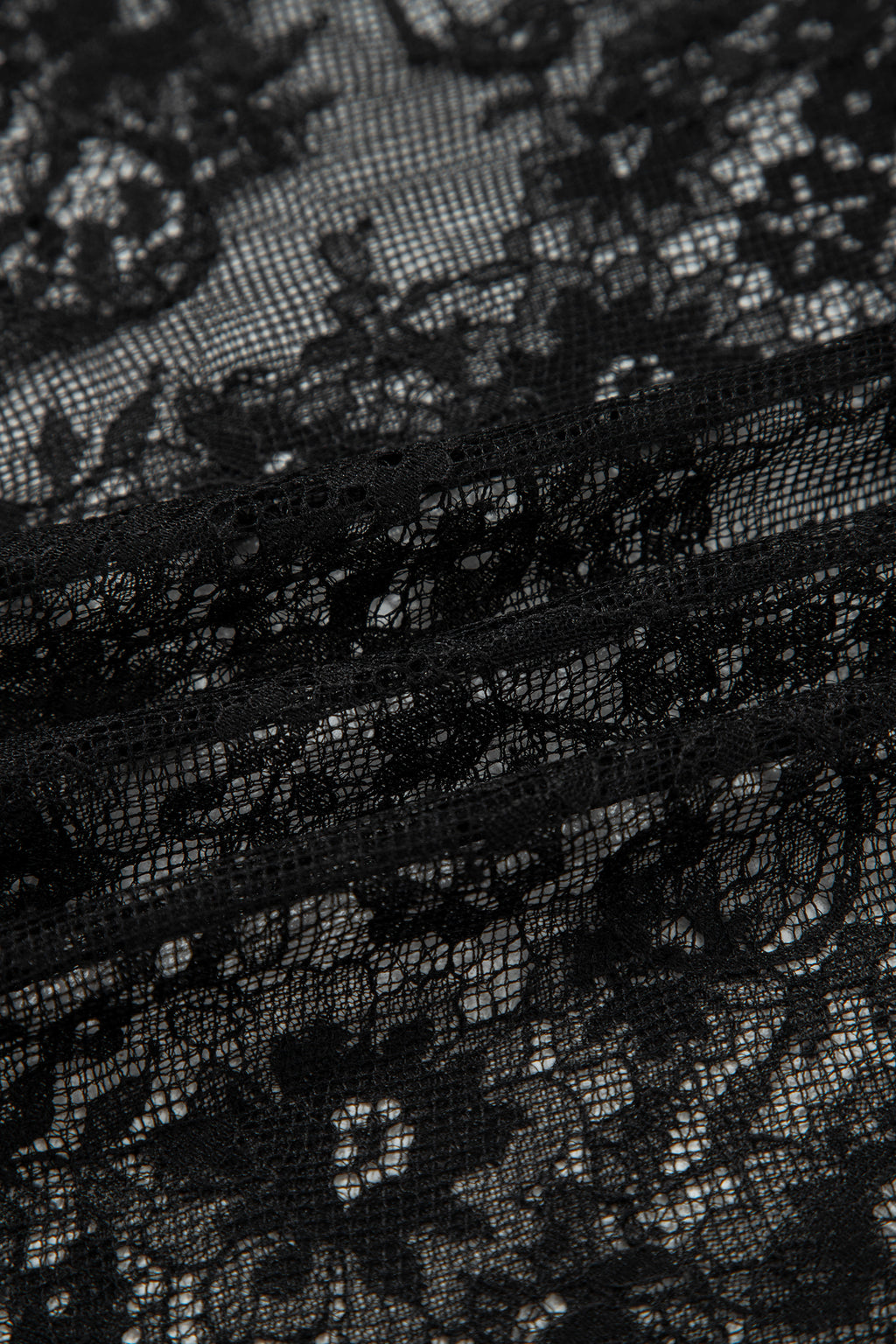 Black Asymmetric Polka Dot Print Sheer Lace Patchwork Maxi Skirt