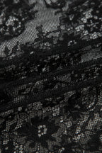 Black Asymmetric Polka Dot Print Sheer Lace Patchwork Maxi Skirt