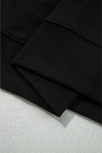 Black Varsity Baseball Bow Graphic Striped Sleeve Baggy Sweatshirt