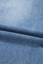 Myosotis Irregular Distressed Bottom Denim Midi Skirt