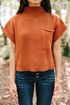 Dark Blue Patch Pocket Ribbed Knit Short Sleeve Sweater