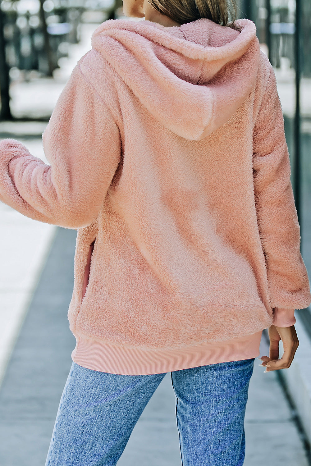 Navy Warm Furry Pullover Hoodie