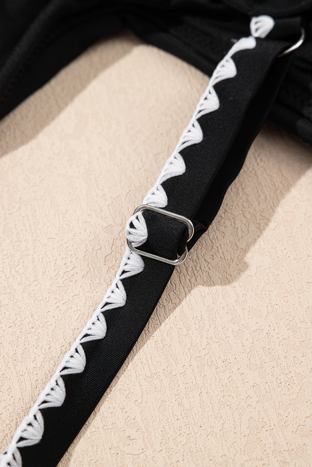 Beau Blue Ric Rac Trim Contrasted Patchwork Cutout One Piece Swimsuit