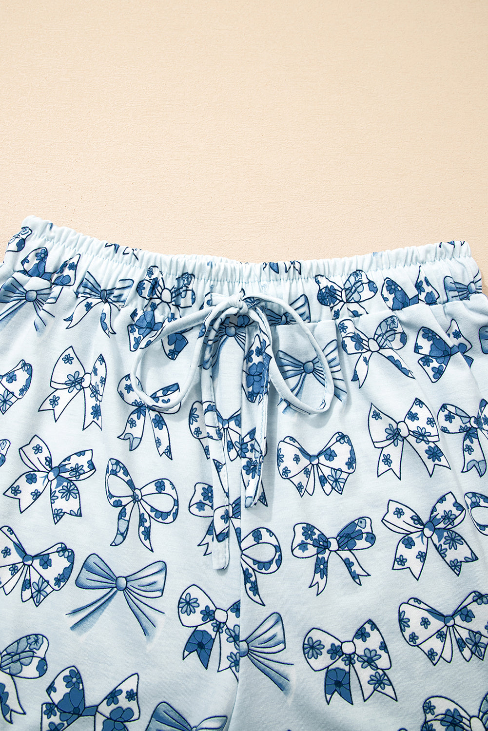 Sky Blue Bow Print Short Pyjama Set