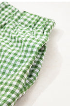 Blue Gingham Printed High Waist Shorts
