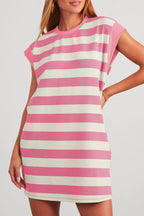 Striped Cap Sleeve Shift T Shirt Dress