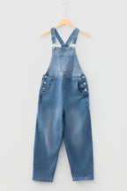 Dusk Blue Adjustable Buckle Barrel Denim Overalls