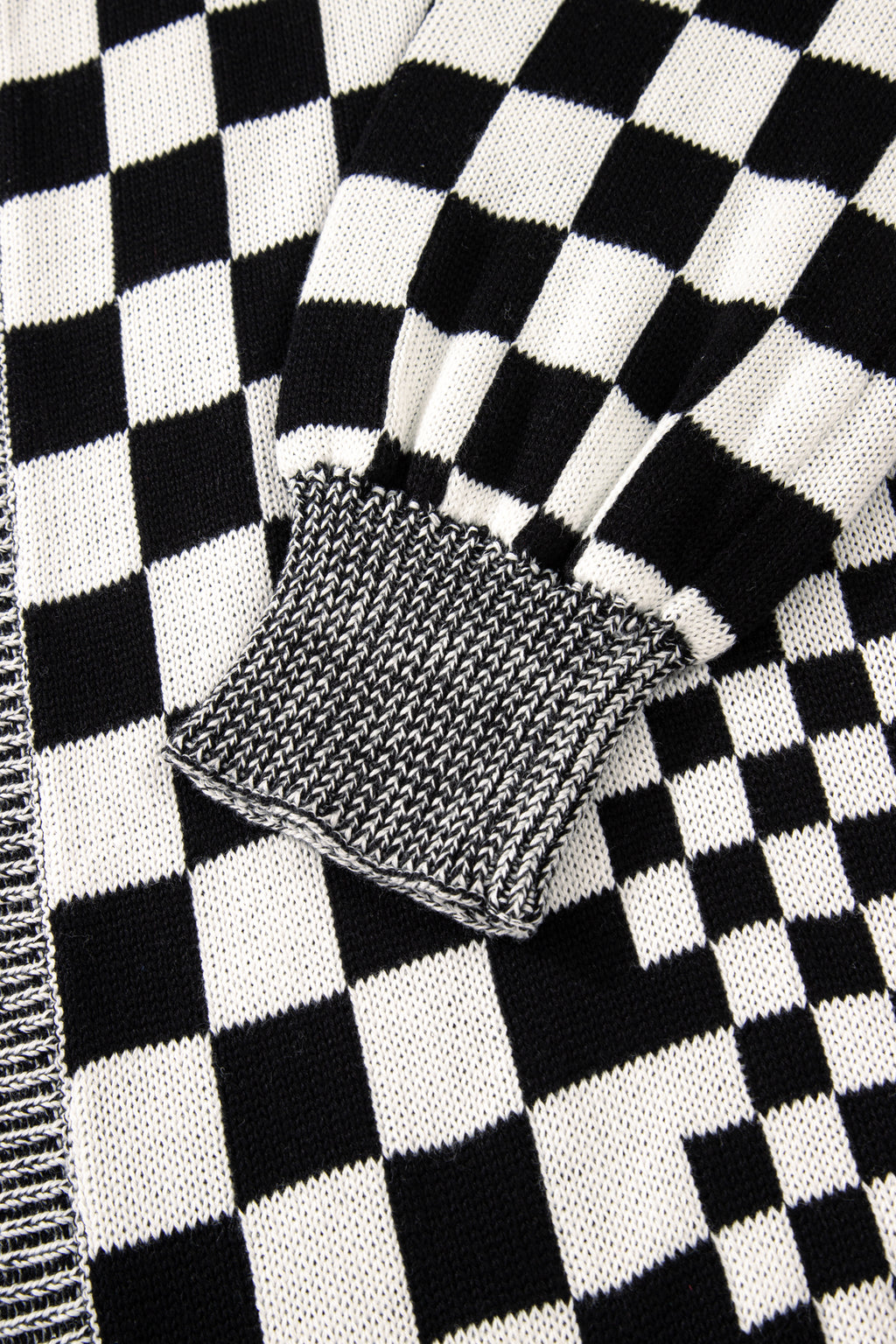 Black Checkered Bubble Sleeve Drop Shoulder Open Plus Size Cardigan