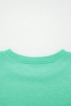 Aruba Blue Cute Halloween Ghost Embroidered Casual Sweatshirt