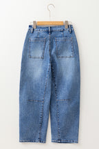 Dusk Blue High Waist Straight Leg Ankle Jeans