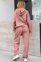 Leopard Drawstring Pullover Hoodie and High Waist Pants Corduroy Suit