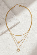 Gold Plated Triple Layered Heart Necklace Set