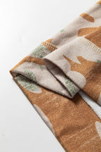 Brown Retro Camouflage Print Exposed Seam Patchwork Drop Shoulder Sweatshirt