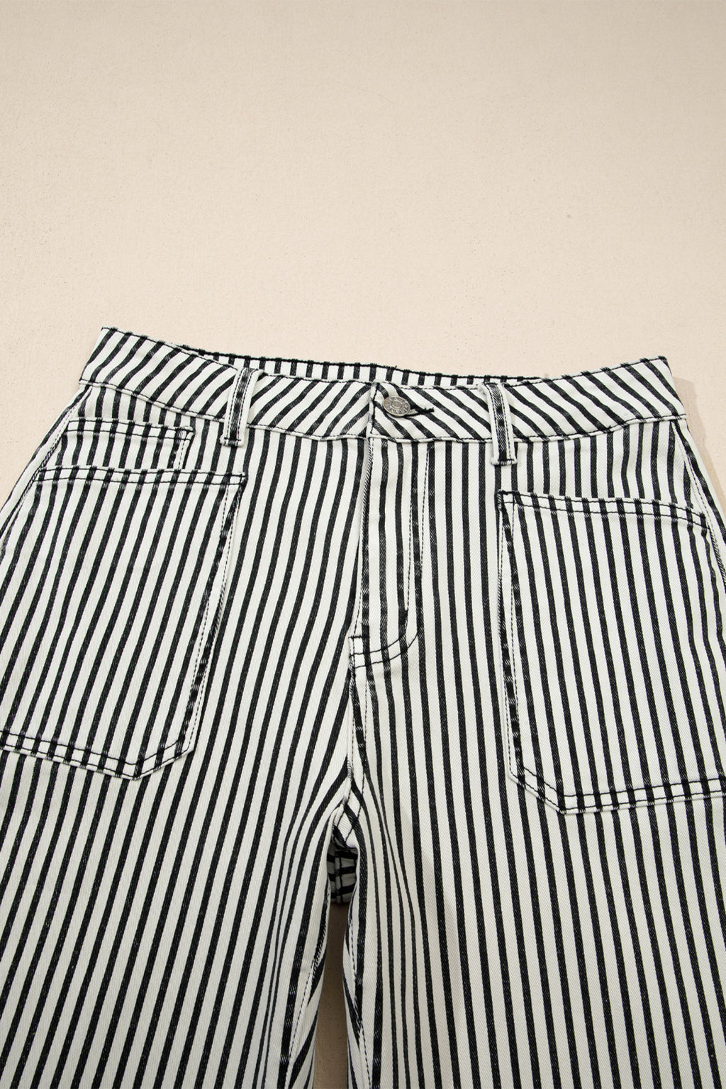 Black Stripe Patch Pocket High Waist Shift Denim Jeans