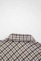 Casual Contrast Corduroy Flap Pocket Patchwork Plaid Shacket