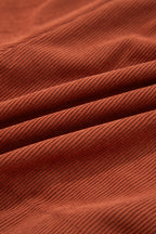 Clay Button Decor Scalloped Edge High Waist Corduroy Shorts