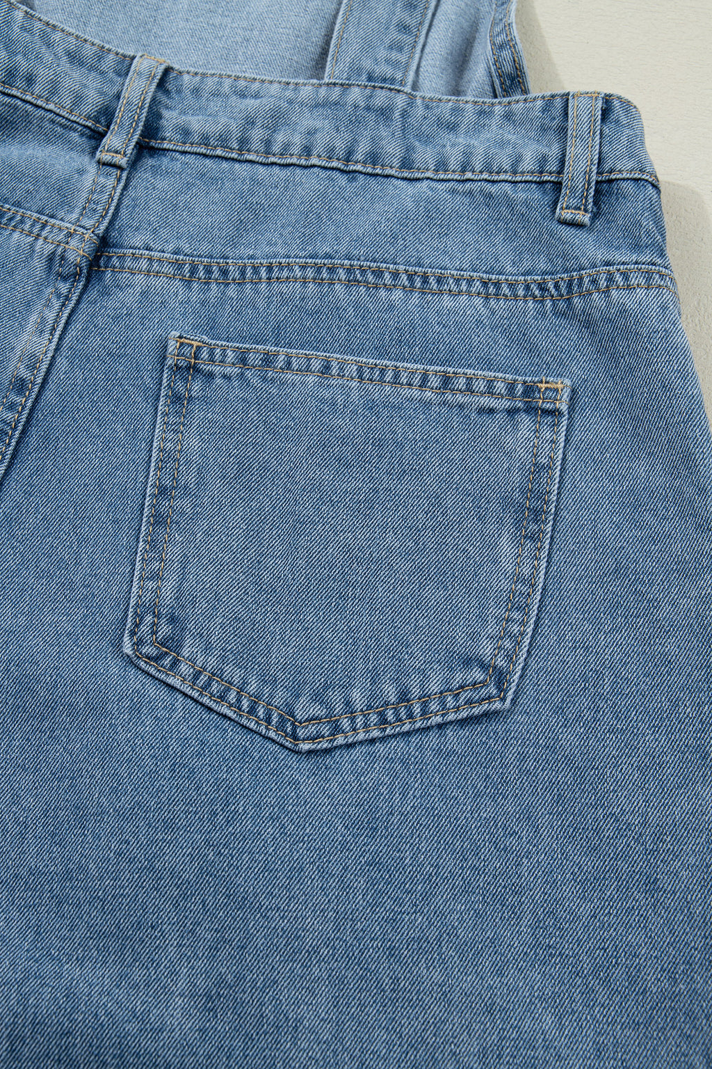 Dusk Blue Pleated Wide Leg Retro Pocketed Denim Jumpsuit