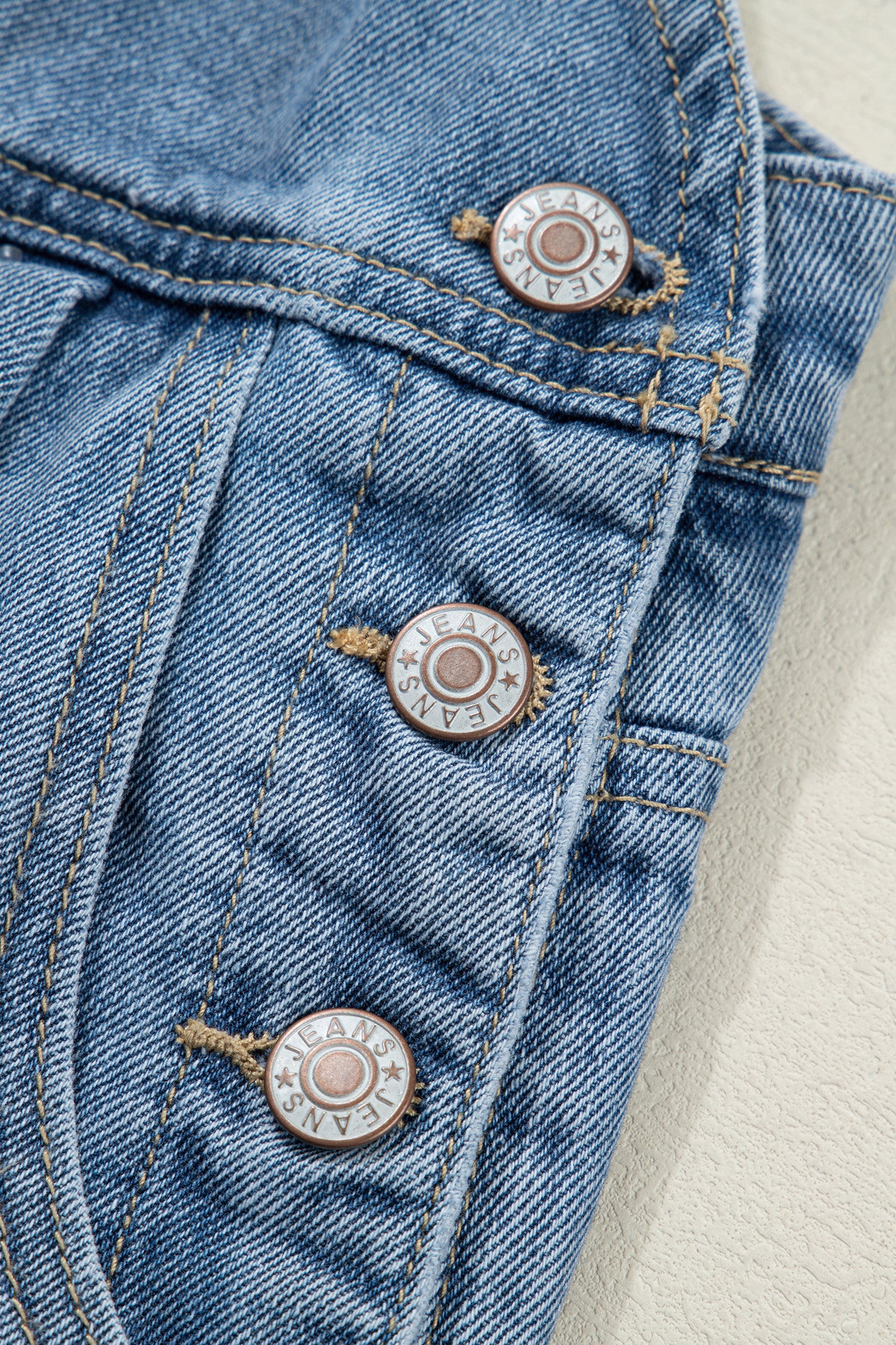 Dusk Blue Pleated Wide Leg Retro Pocketed Denim Jumpsuit