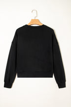 CLASSY UNTIL KICKOFF Plush Letter Patched Loose Sweatshirt