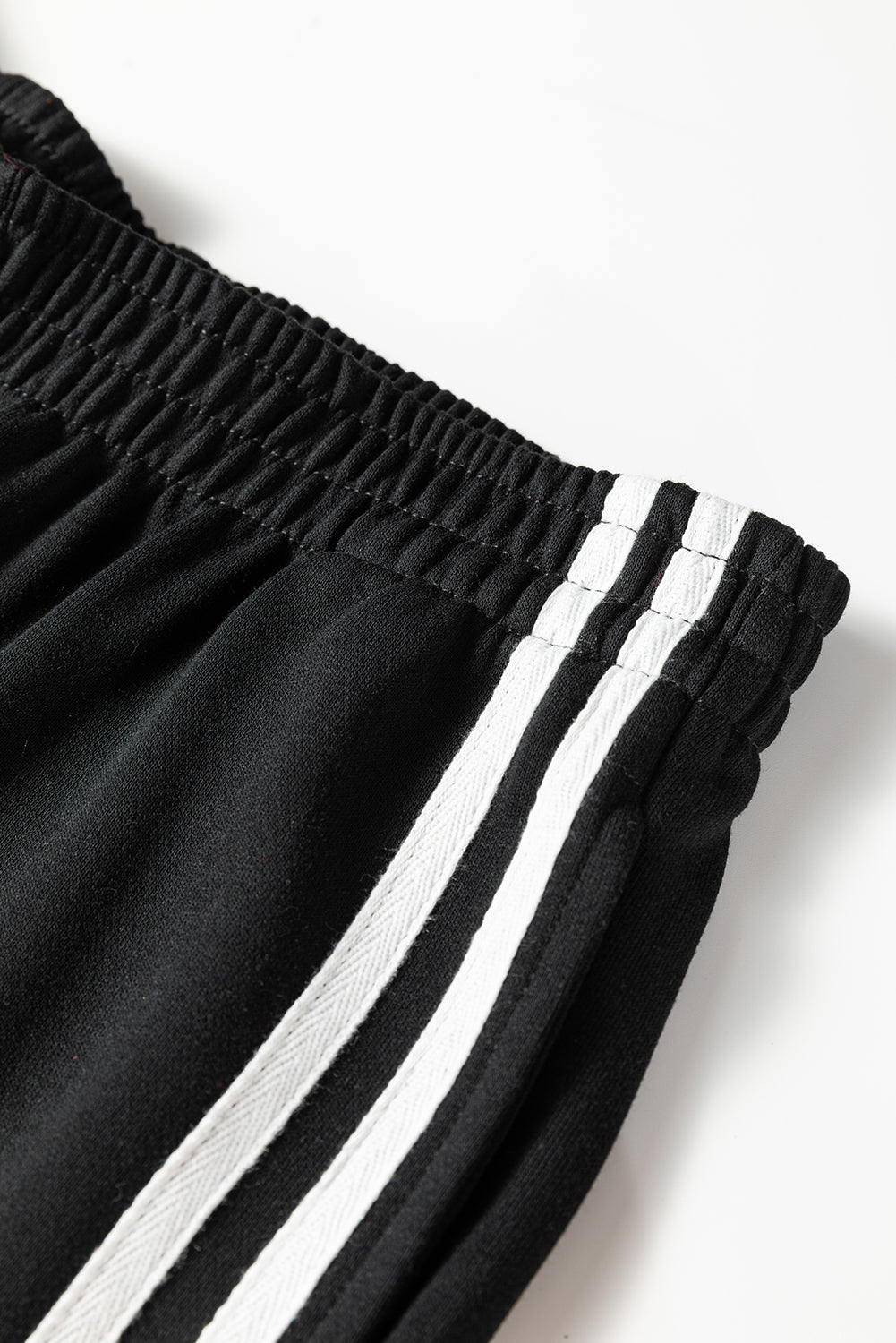 Oatmeal Varsity Striped Detail Crewneck Pullover Elastic Sweatpants 2pcs Outfit