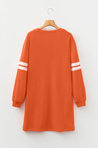 Sky Blue Varsity Contrast Banded Sleeve Shift Sweatshirt Dress