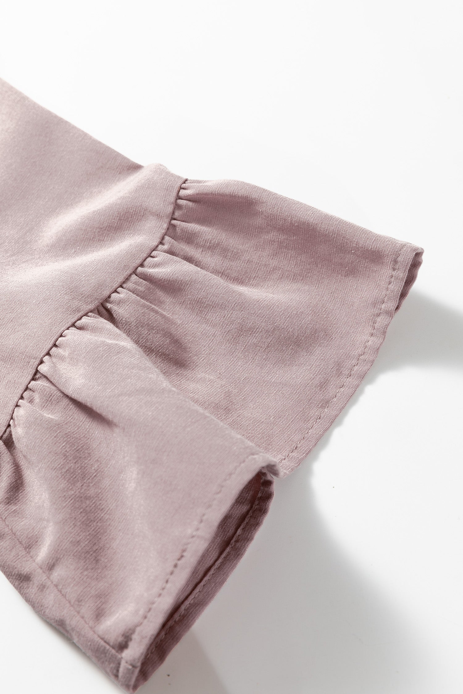 Sepia Rose Slit V Neck Ruffled Loose Blouse