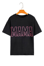Light Blue MAMA Letter Graphic Neon T Shirt