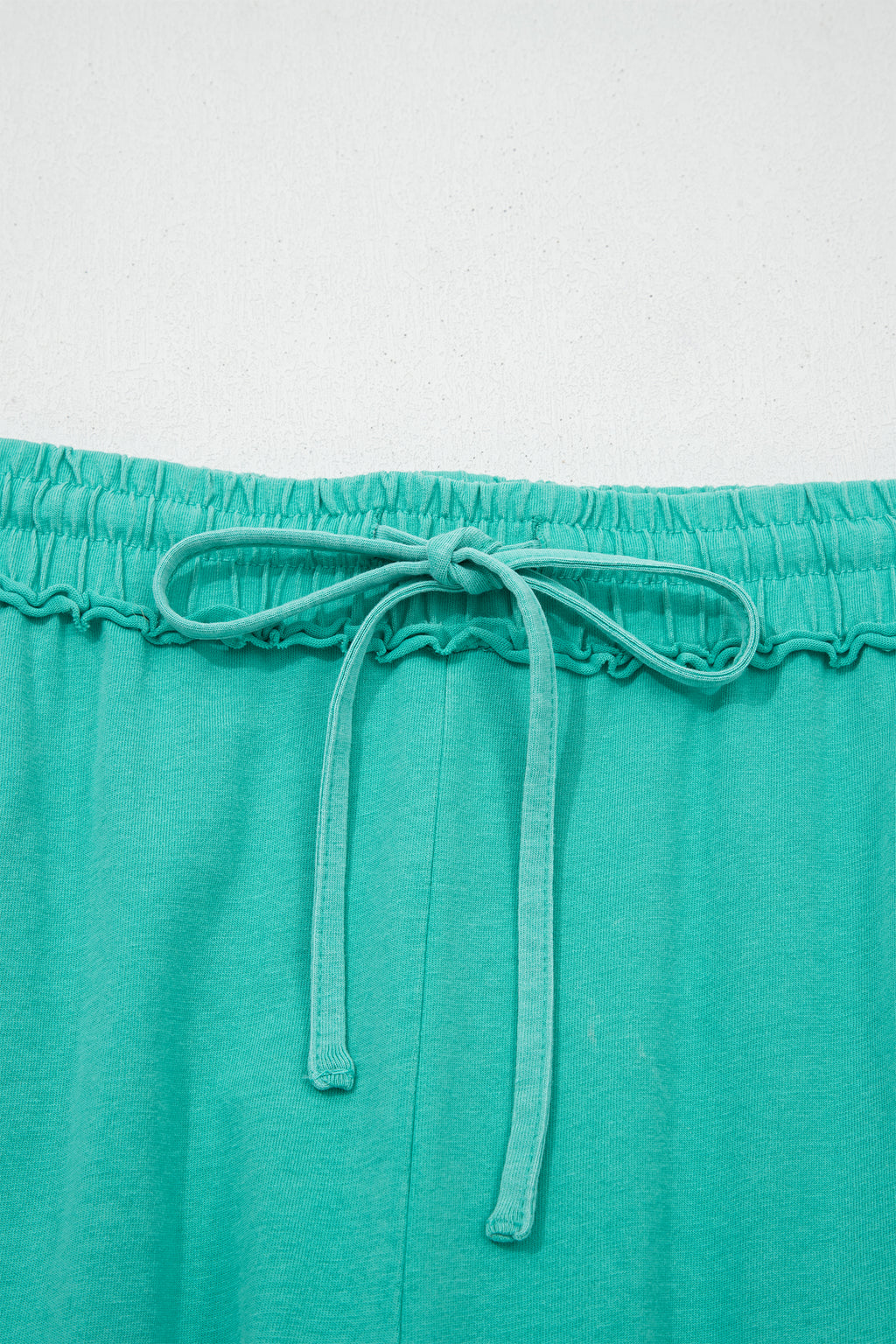 Sea Green Mineral Wash Drawstring Elastic Waist Raw Hem Loose Pants