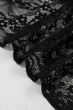 Black Asymmetric Polka Dot Print Sheer Lace Patchwork Maxi Skirt