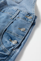Dusk Blue Adjustable Buckle Barrel Denim Overalls