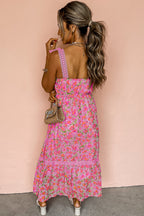 Floral Lace Tied Strap Empire Waist Maxi Dress