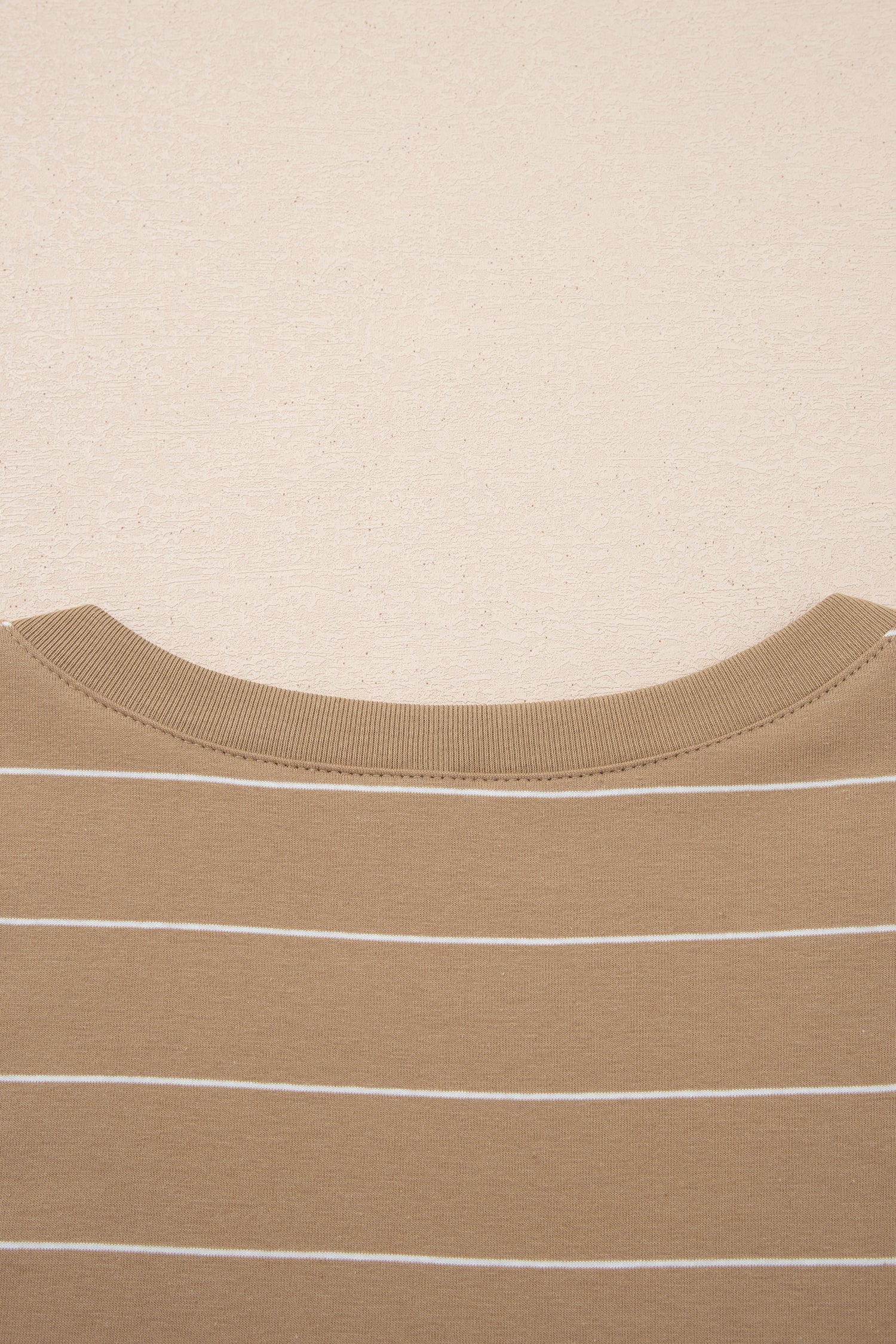 Khaki Stripe Casual Short Sleeve Side Slit Maxi T Shirt Dress