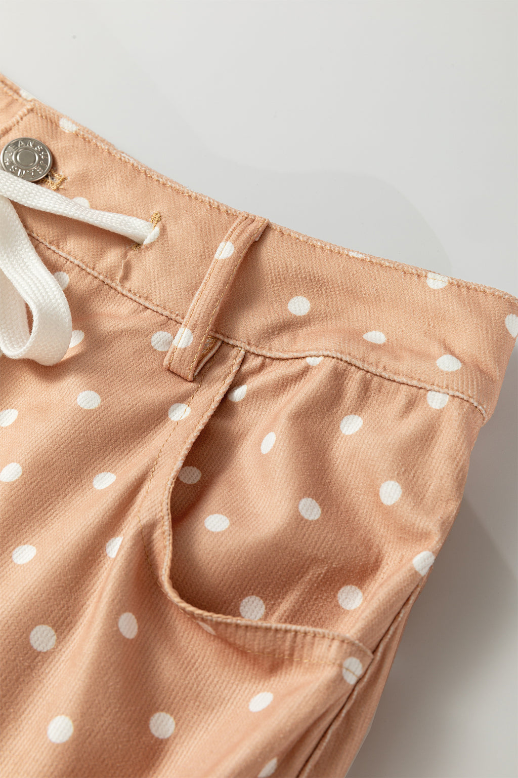 Khaki Polka Dot Print Drawstring Wide Leg Pants