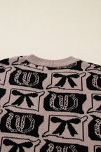 Light Blue Bows & Horseshoes Pattern Western Fashion Print Sweater