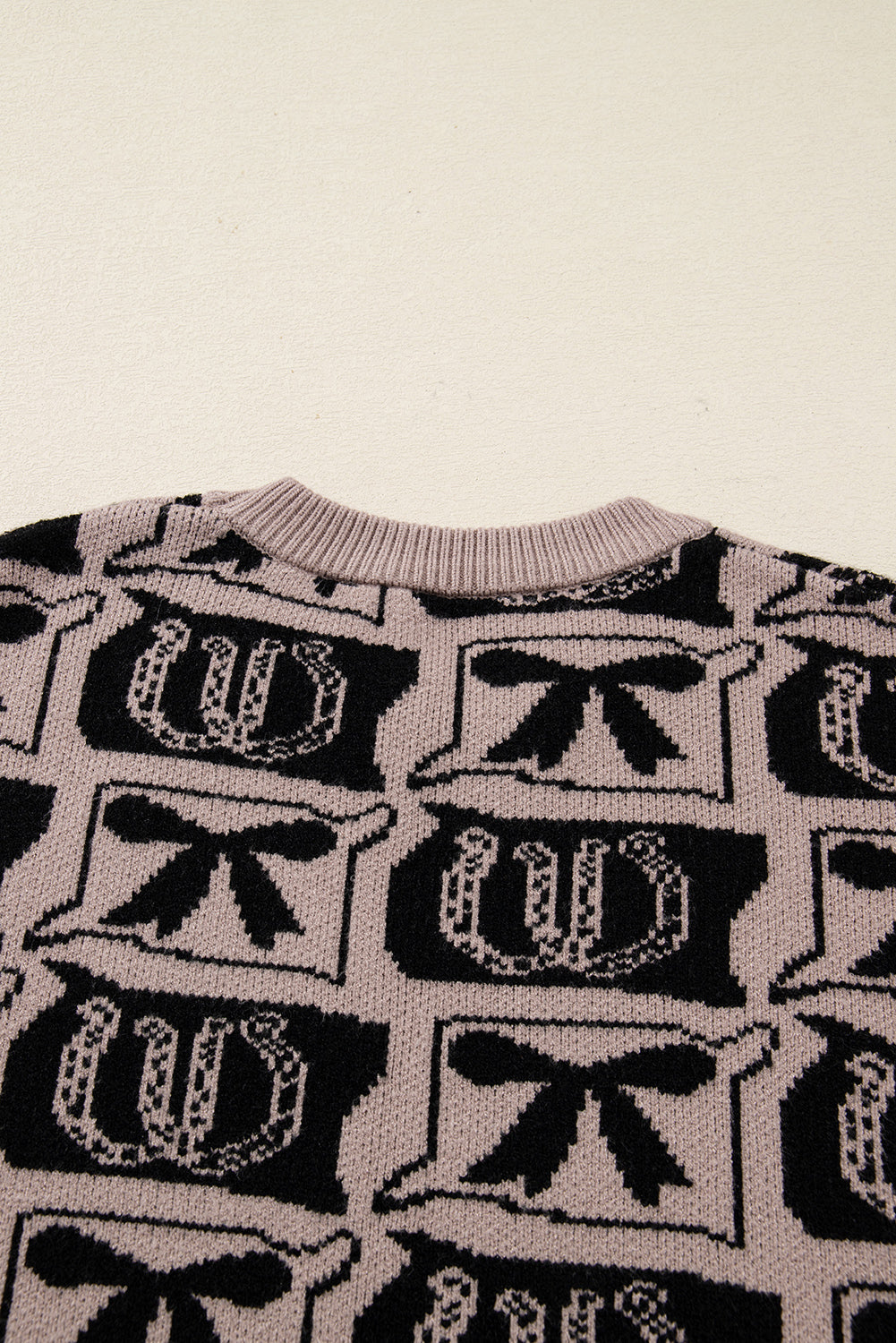Light Blue Bows & Horseshoes Pattern Western Fashion Print Sweater