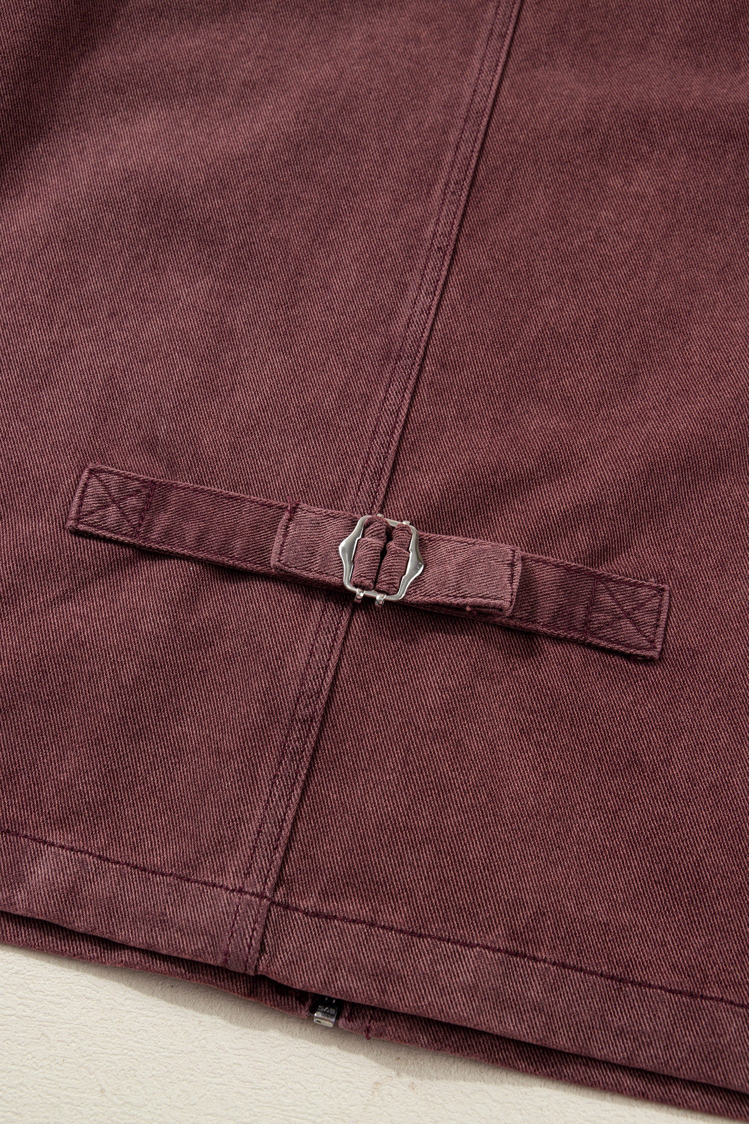 Coffee Corduroy Collar Zipped Front Denim Jacket