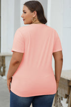 Orange Casual Plain Crew Neck Tee