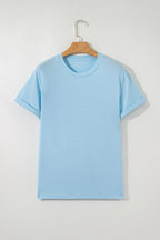 Orange Casual Plain Crew Neck Tee