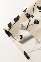 Khaki Botanical Floral Print Split Neck Long Sleeve Blouse