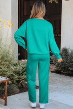 Solid Color Pullover Top and Cargo Pants Set