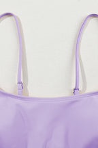 Striped Patchwork Spaghetti Strap High Waist Bikini Swimsuit