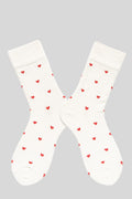 White Valentines Heart Pattern Crew Socks