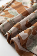 Brown Retro Camouflage Print Exposed Seam Patchwork Drop Shoulder Sweatshirt